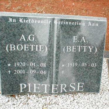 PIETERSE A.G. 1920-2001 &amp; E.A. 1919 -