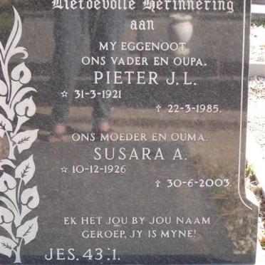 PLESSIS Pieter J.L., du 1921-1985 &amp; Susara A. 1926-2003