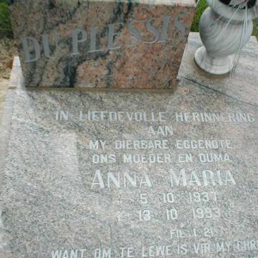 PLESSIS Anna Maria, du 1937-1993