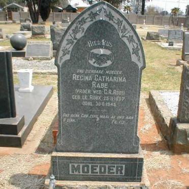 RABE Regina Catharina formerly ROOS nee LE ROUX 1857-1945