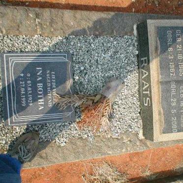 RAATS Japie 1905-1967 &amp; Sussie 1916-2000 :: BOTHA Ina 1929-1999