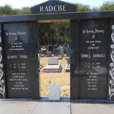 RADEBE Edwill Samkele 1929-2001 &amp; Gladys Thabi 1932-1999
