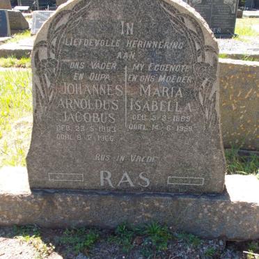 RAS Johannes Arnoldus Jacobus 1883-1966 &amp; Maria Isabella 1889-1959