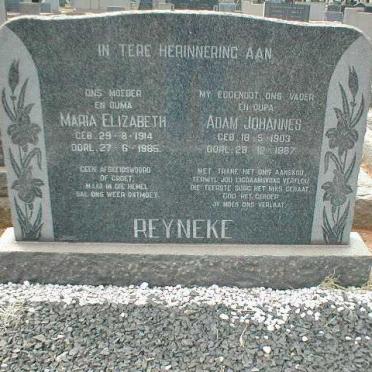 REYNEKE Adam Johannes 1903-1967 &amp; Maria Elizabeth 1914-1985