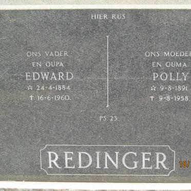 REDINGER Edward 1884-1960 &amp; Polly 1891-1958