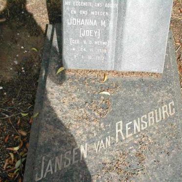RENSBURG Johanna M.H., Jansen van nee V.D. MERWE 1939-1977