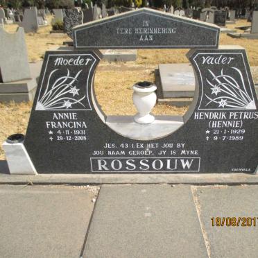 ROSSOUW Hendrik Petrus 1929-1989 &amp; Annie Francina 1931-2008