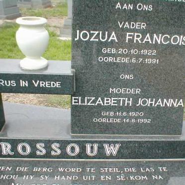 ROSSOUW Jozua Francois 1922-1991 &amp; Elizabeth Johanna 1920-1992