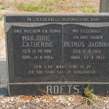 ROETS Petrus Jacobus 1913-1972 &amp; Marjorie Catherine 1916-1984