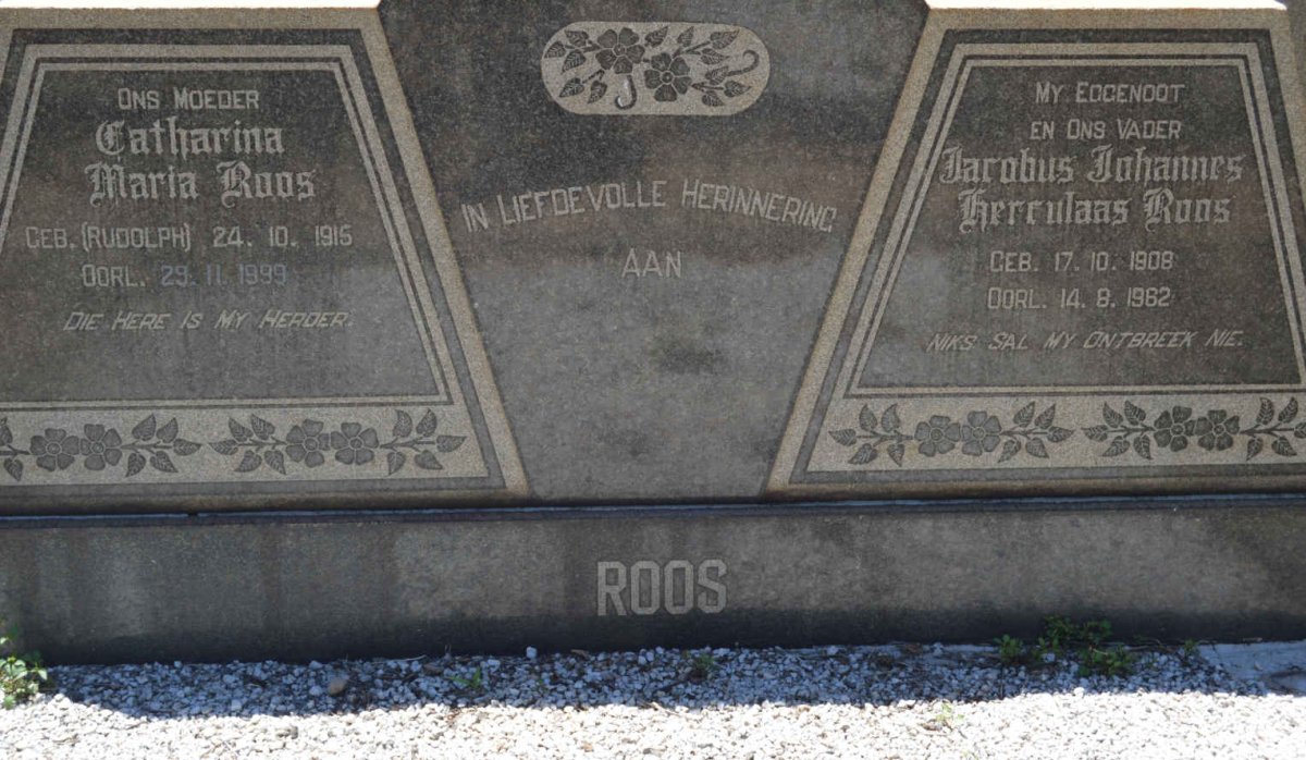 ROOS Jacobus Johannes Herculaas 1908-1962 &amp; Catharina Maria RUDOLPH 1915-1999