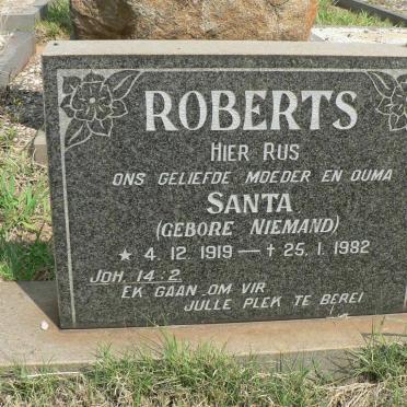 ROBERTS Santa nee NIEMAND 1919-1982