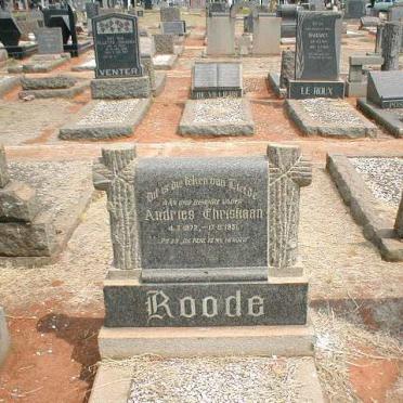 ROODE Andries Christiaan 1872-1951