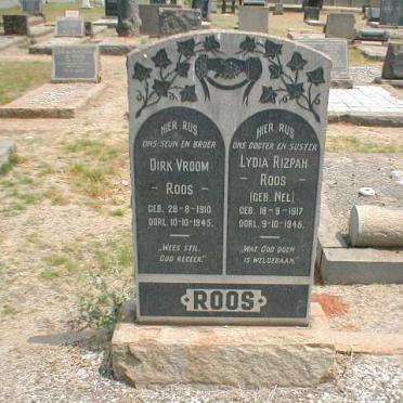 ROOS Dirk Vroom 1910-1945 &amp; Lydia Rizpah NEL 1917-1945