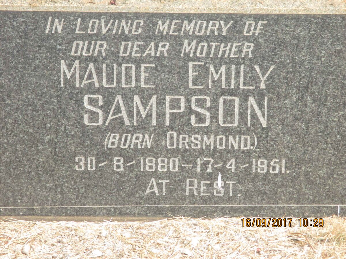 SAMPSON Maude Emily nee ORSMOND 1880-1951