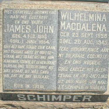 SCHIMPER James John 1898-1954 &amp; Wilhelmina Magdalena 1898-1945