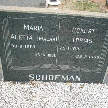 SCHOEMAN Ockert Tobias 1901-1968 &amp; Maria Aletta MALAN 1907-1981
