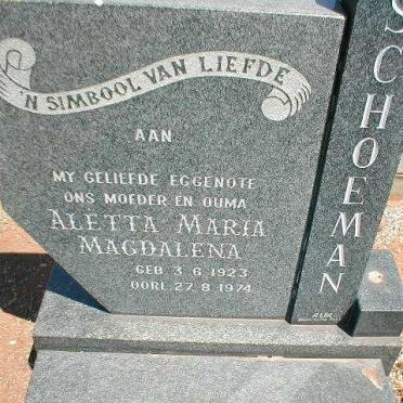 SCHOEMAN Aletta Maria Magdalena 1923-1974