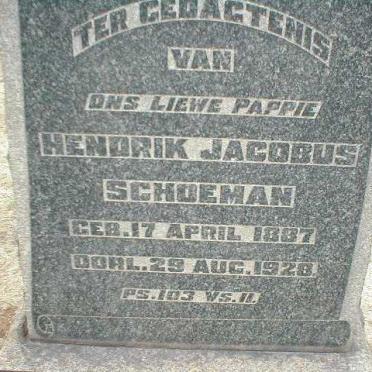 SCHOEMAN Hendrik Jacobus 1887-1928