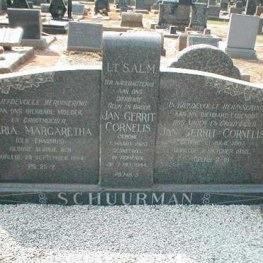 SCHUURMAN Jan Gerrit Cornelis 1887-1955 &amp; Maria Margaretha ERASMUS 1891-1964 :: SCHUURMAN Jan Gerrit Cornelis 1923-1944