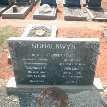 SCHALKWYK Cornelius T. 1897-1970 &amp; Theunissina F. 1888-1979