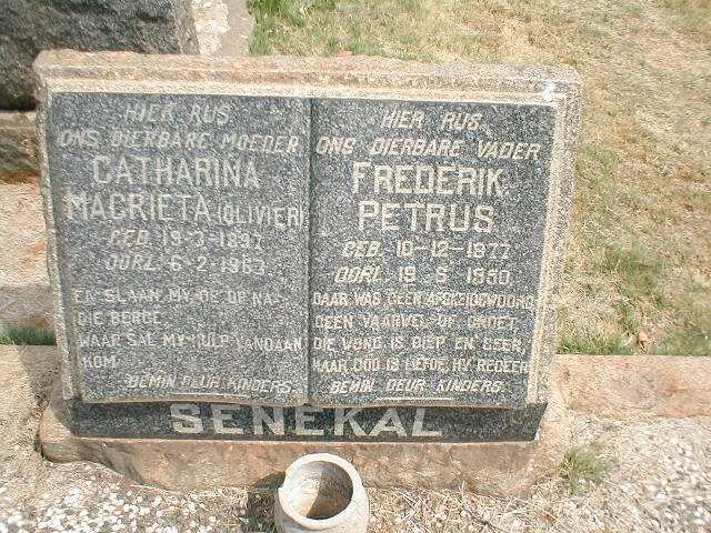 SENEKAL Frederik Petrus 1877-1950 &amp; Catharina Magrieta OLIVIER 1897-1963