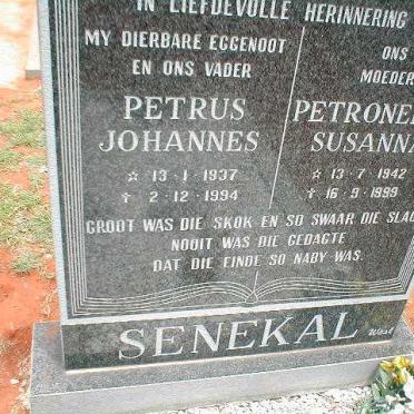 SENEKAL Petrus Johannes 1937-1994 &amp; Petronella Susanna 1942-1999