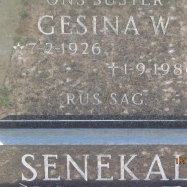 SENEKAL Gesina W. 1926-1986