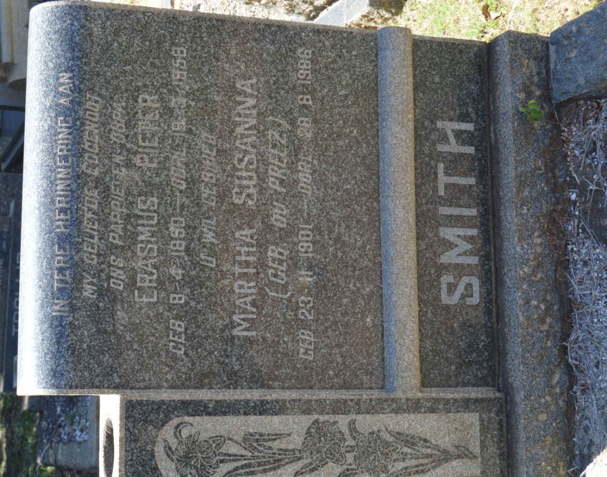 SMITH Erasmus Pieter 1890-1958 &amp; Martha Suzanna DU PREEZ 1901-1986