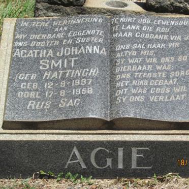 SMIT Agatha Johanna nee HATTINGH 1937-1958