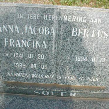 SOUER Bertus 1934- &amp; Anna Jacoba Francina 1941-1989