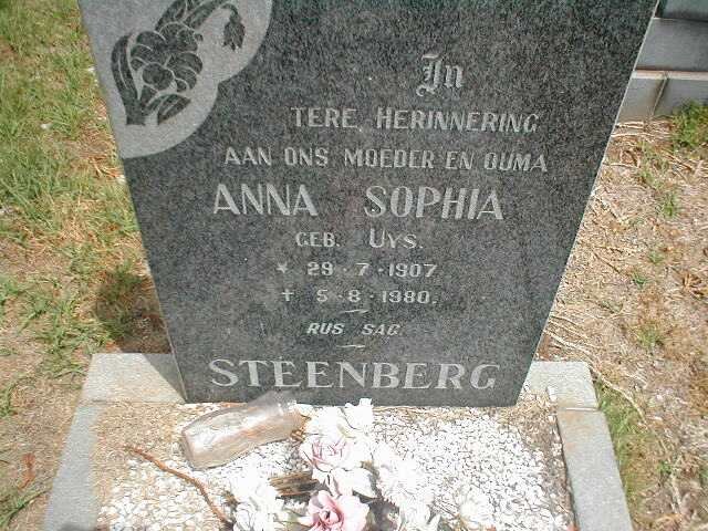 STEENBERG Anna Sophia nee UYS 1907-1980