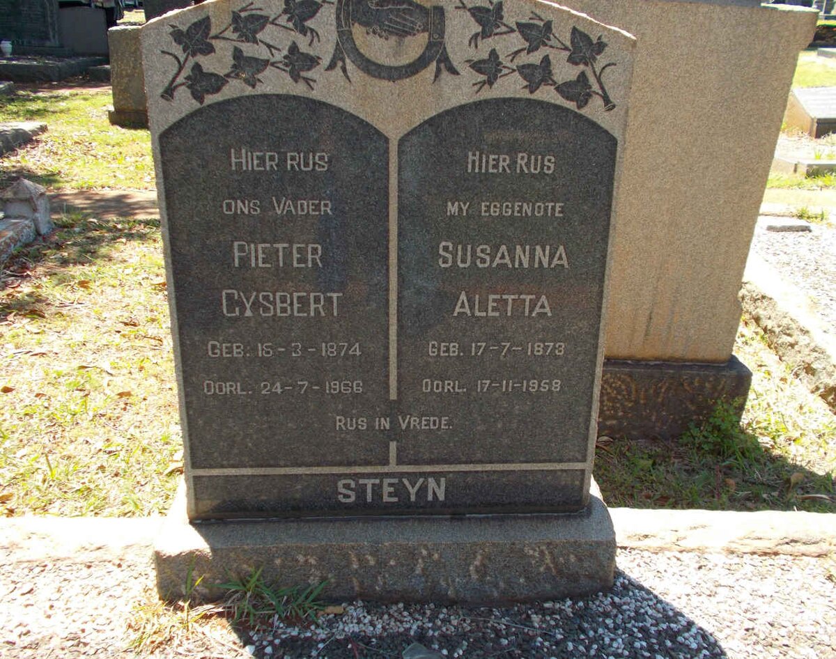 STEYN Pieter Gysbert 1874-1966 &amp; Susanna Aletta 1873-1958