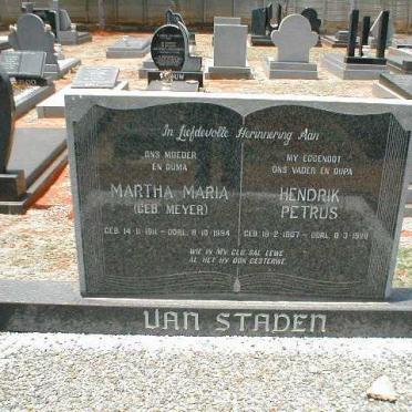 STADEN Hendrik Petrus, van 1907-1988 &amp; Martha Maria MEYER 1911-1994