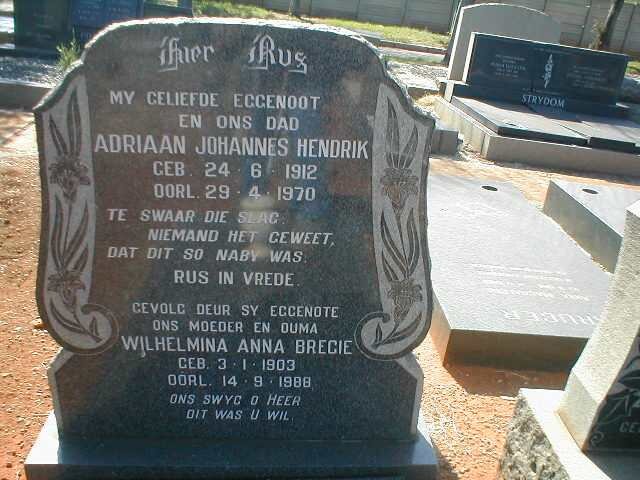 STANDER Adriaan Johannes Hendrik 1912-1970 &amp; Wilhelmina Anna Bregie 1903-1988