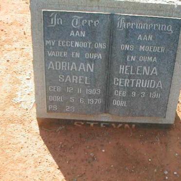 STEYN Adriaan Sarel 1903-1970 &amp; Helena Gertruida 1911-