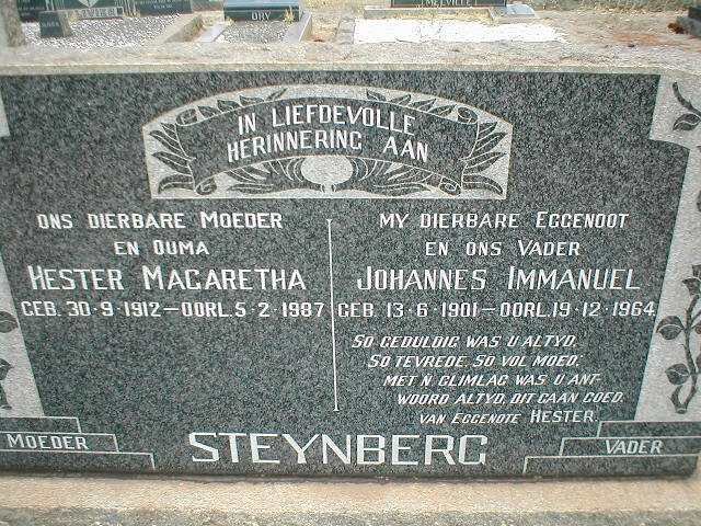 STEYNBERG Johannes Immanuel 1901-1964 &amp; Hester Margaretha 1912-1987