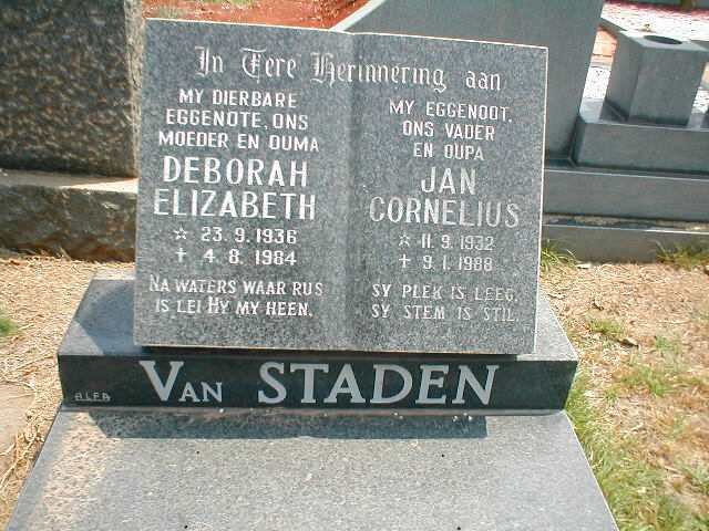 STADEN Jan Cornelius, van 1932-1988 &amp; Deborah Elizabeth 1936-1984