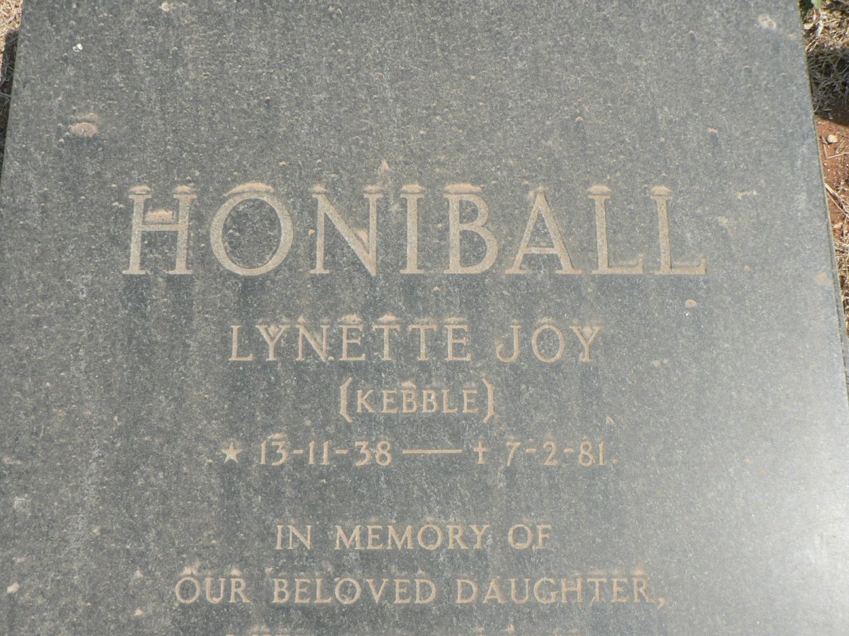 HONIBALL Lynette Joy nee KEBBLE 1938-1981