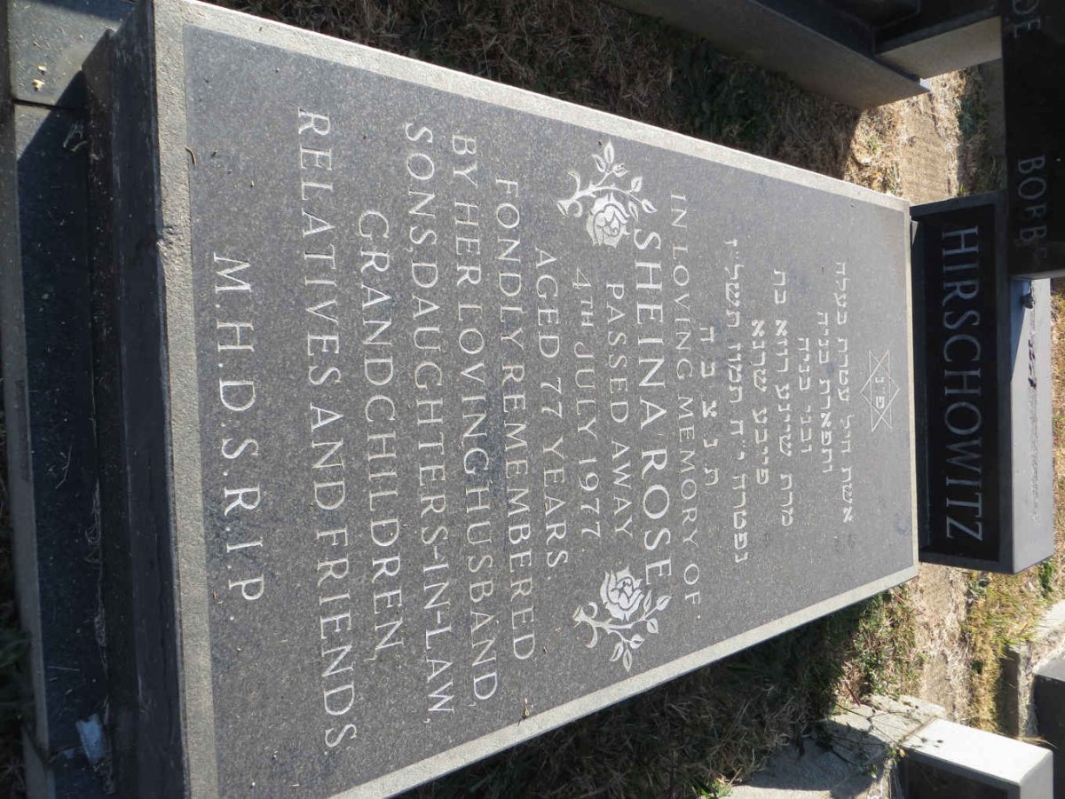 HIRSCHOWITZ Israel -1982 &amp; Sheina Rose -1977