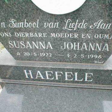 HAEFELE Susanna Johanna 1922-1996