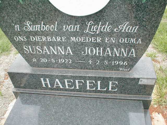 HAEFELE Susanna Johanna 1922-1996