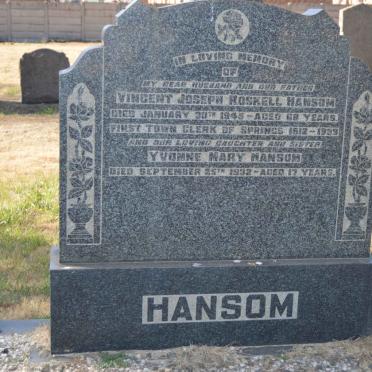 HANSOM Vincent Joseph Roskell -1945 :: HANSOM Yvonne Mary -1932