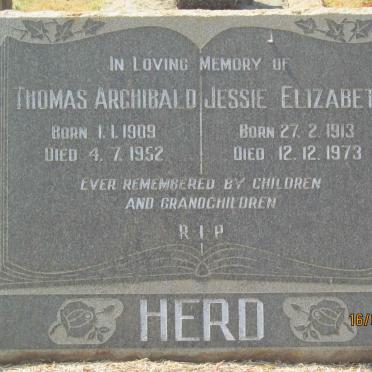 HERD Thomas Archibald 1909-1952 &amp; Jessie Elizabeth 1913-1973