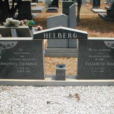 HELBERG Johannes Zacharias 1930-1986 &amp; Elizabeth Maria 1937-1986