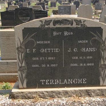 TERBLANCHE J.G. 1891-1969 &amp; E.F. 1897-1987