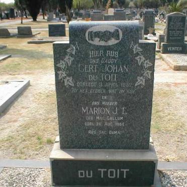 TOIT Gert Johan, du -1952 &amp; Marion J.E. MACCALLUM -1964