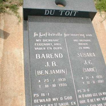 TOIT Barend J.B., du 1931-1995 &amp; Susara J.C. 1935-1997