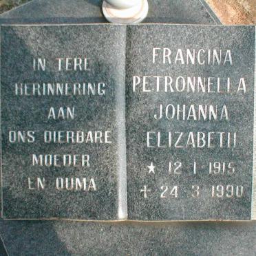 ? Francina Petronnella Johanna Elizabeth 1915-1990