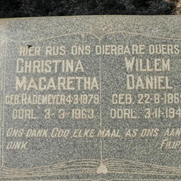? Willem Daniel 1869-1945 &amp; Christina Magaretha RADEMEYER 1879-1963