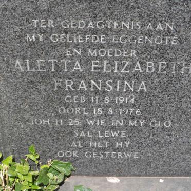 ? Aletta Elizabeth Fransina 1914-1976